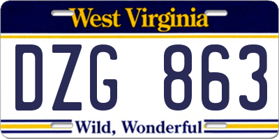 WV license plate DZG863