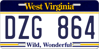 WV license plate DZG864