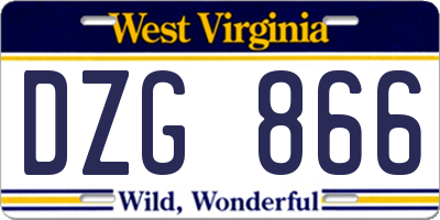 WV license plate DZG866