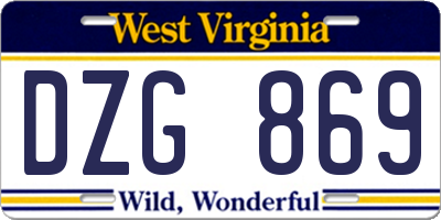 WV license plate DZG869