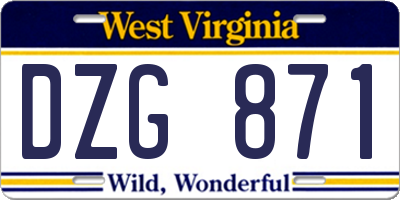 WV license plate DZG871