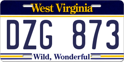 WV license plate DZG873