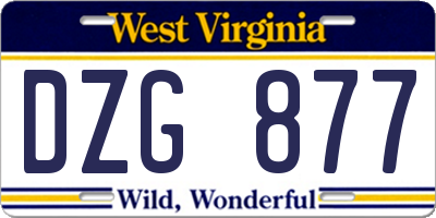 WV license plate DZG877