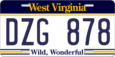 WV license plate DZG878