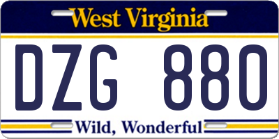 WV license plate DZG880