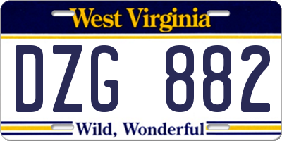 WV license plate DZG882