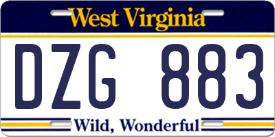 WV license plate DZG883