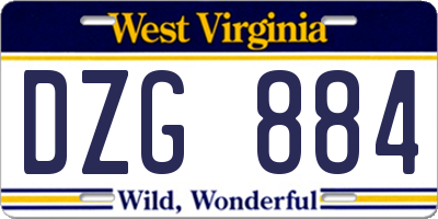 WV license plate DZG884