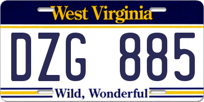 WV license plate DZG885
