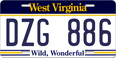 WV license plate DZG886