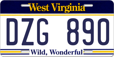 WV license plate DZG890