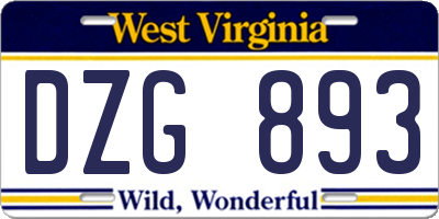 WV license plate DZG893