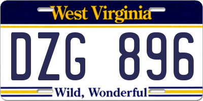 WV license plate DZG896