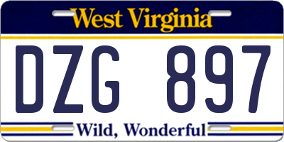 WV license plate DZG897