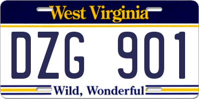 WV license plate DZG901