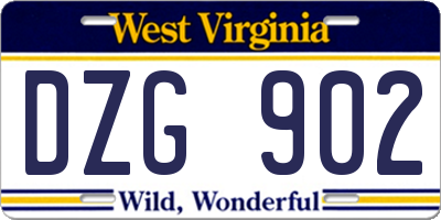 WV license plate DZG902
