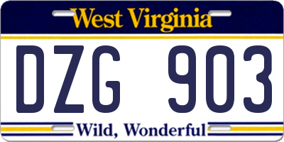WV license plate DZG903