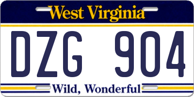 WV license plate DZG904