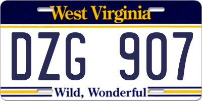 WV license plate DZG907
