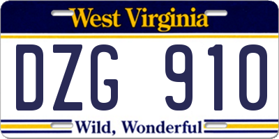 WV license plate DZG910