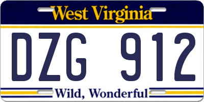 WV license plate DZG912