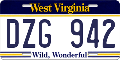 WV license plate DZG942