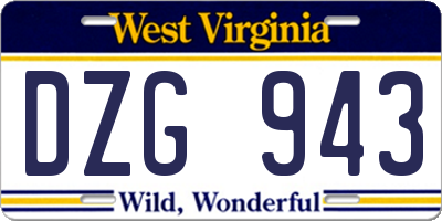 WV license plate DZG943