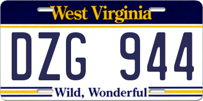 WV license plate DZG944
