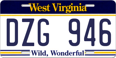 WV license plate DZG946
