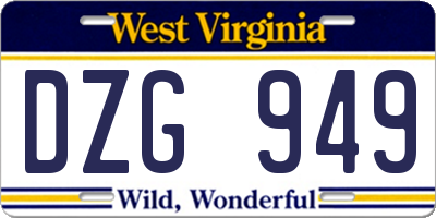 WV license plate DZG949
