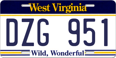 WV license plate DZG951
