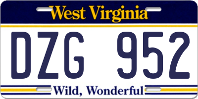 WV license plate DZG952