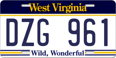 WV license plate DZG961
