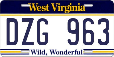 WV license plate DZG963