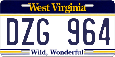 WV license plate DZG964