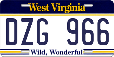 WV license plate DZG966