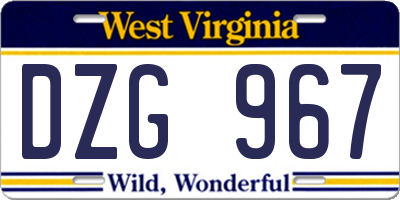 WV license plate DZG967