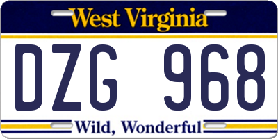 WV license plate DZG968