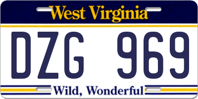 WV license plate DZG969