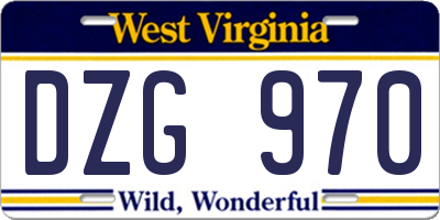 WV license plate DZG970
