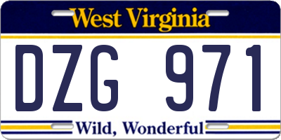 WV license plate DZG971