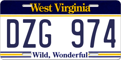 WV license plate DZG974