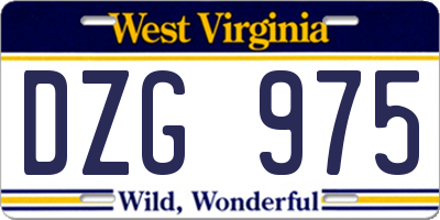 WV license plate DZG975