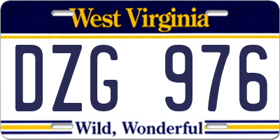 WV license plate DZG976