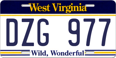WV license plate DZG977