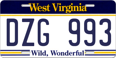 WV license plate DZG993