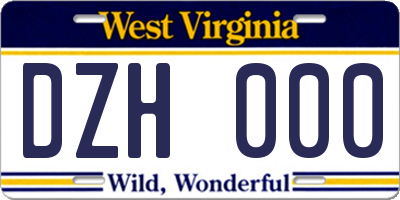 WV license plate DZH000