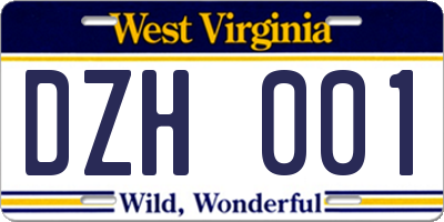WV license plate DZH001