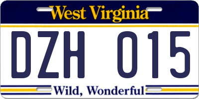 WV license plate DZH015
