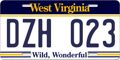 WV license plate DZH023